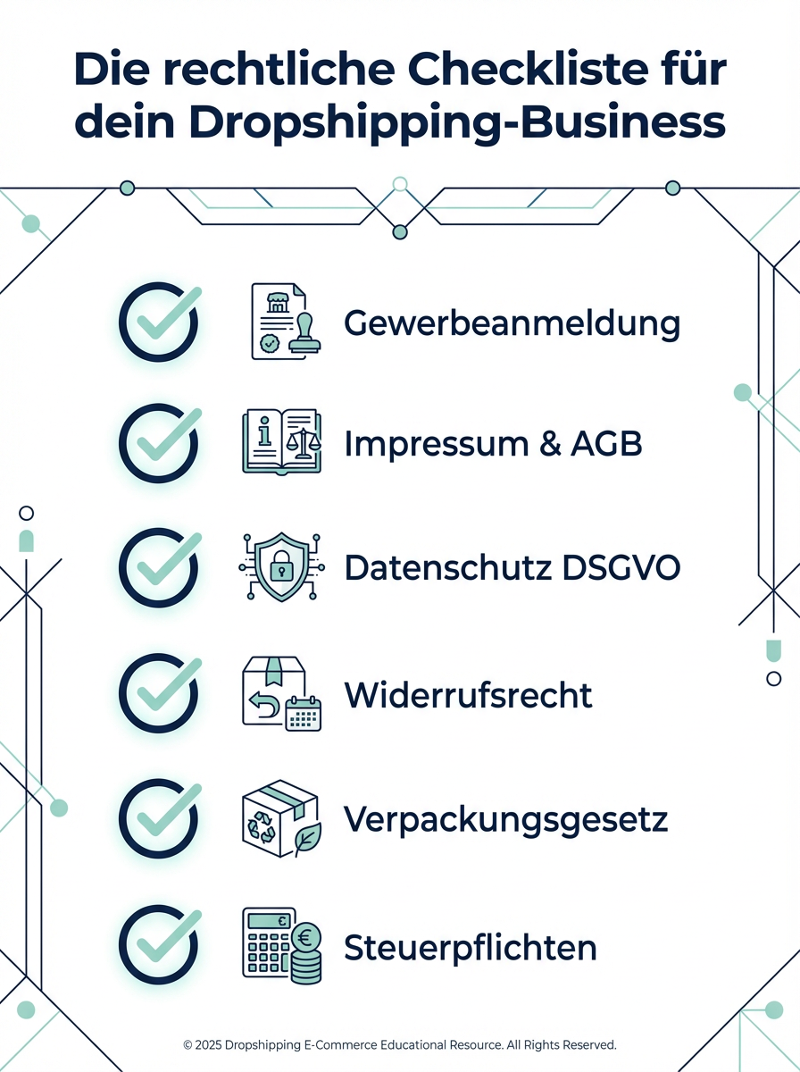 Dropshipping University Rechtliche Checkliste - Was du beachten musst