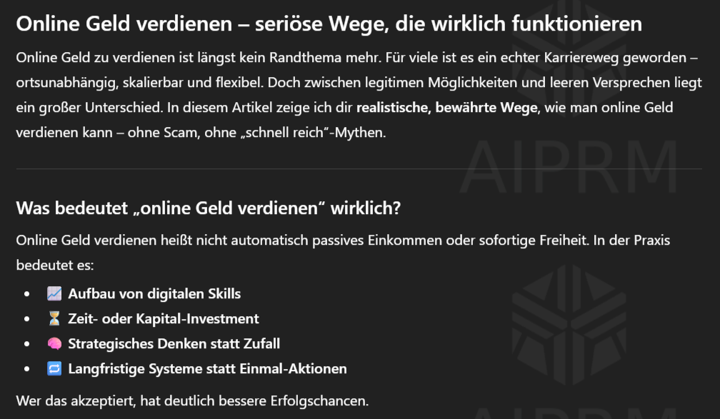 Beispiel für KI-generierten Affiliate-Artikel